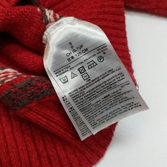🍀 Gap 🍀 Small (6 - 7 Years) 🍀 Kids Toddler Sweater Red Boy Girl Top 🍀P10 - Picture 12 of 12